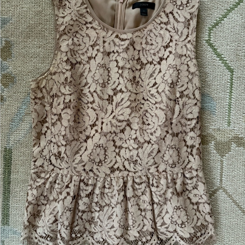 J. Crew Women's Floral Lace Peplum Sleeveless Blouse